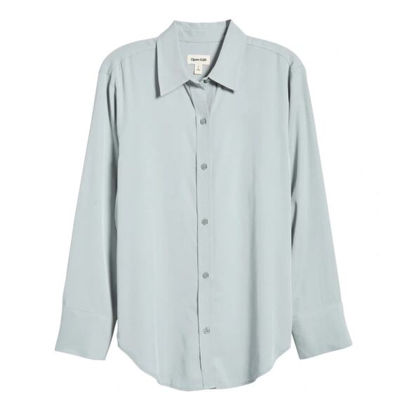 Open Edit Relaxed Fit Long Sleeve Button Up Shirt - Picture 11 of 13